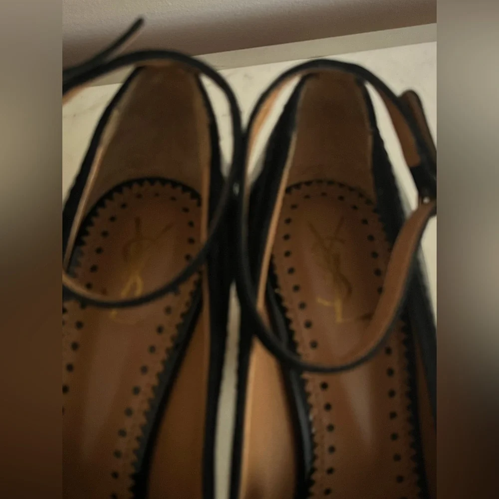 Women’s YVES SAINT LAURENT WEDGE  BLACK PATENT Mules - Picture 8 of 15